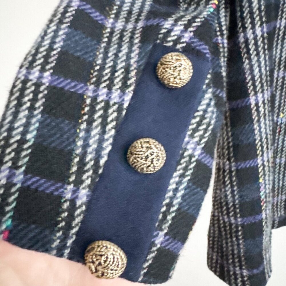 Vintage Plaid Wool Blazer with Gold ButtonsS/M - Picture 7 of 8